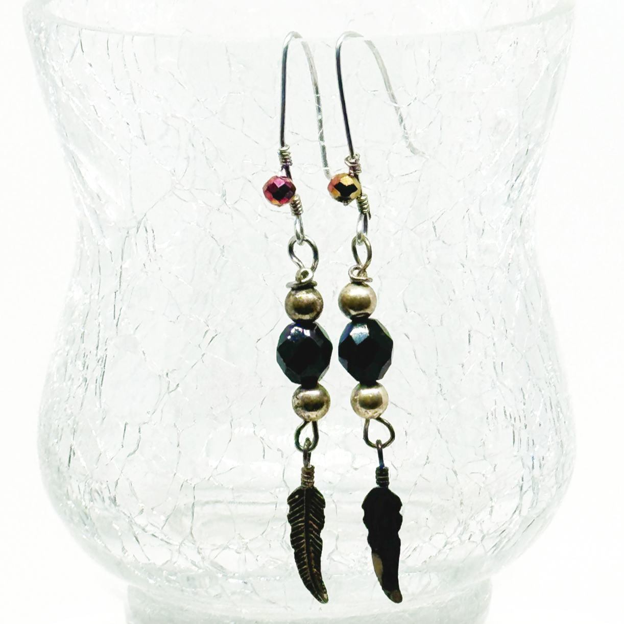 FEATHERED ELEGANT: BEADED DANGLE EARRINGS