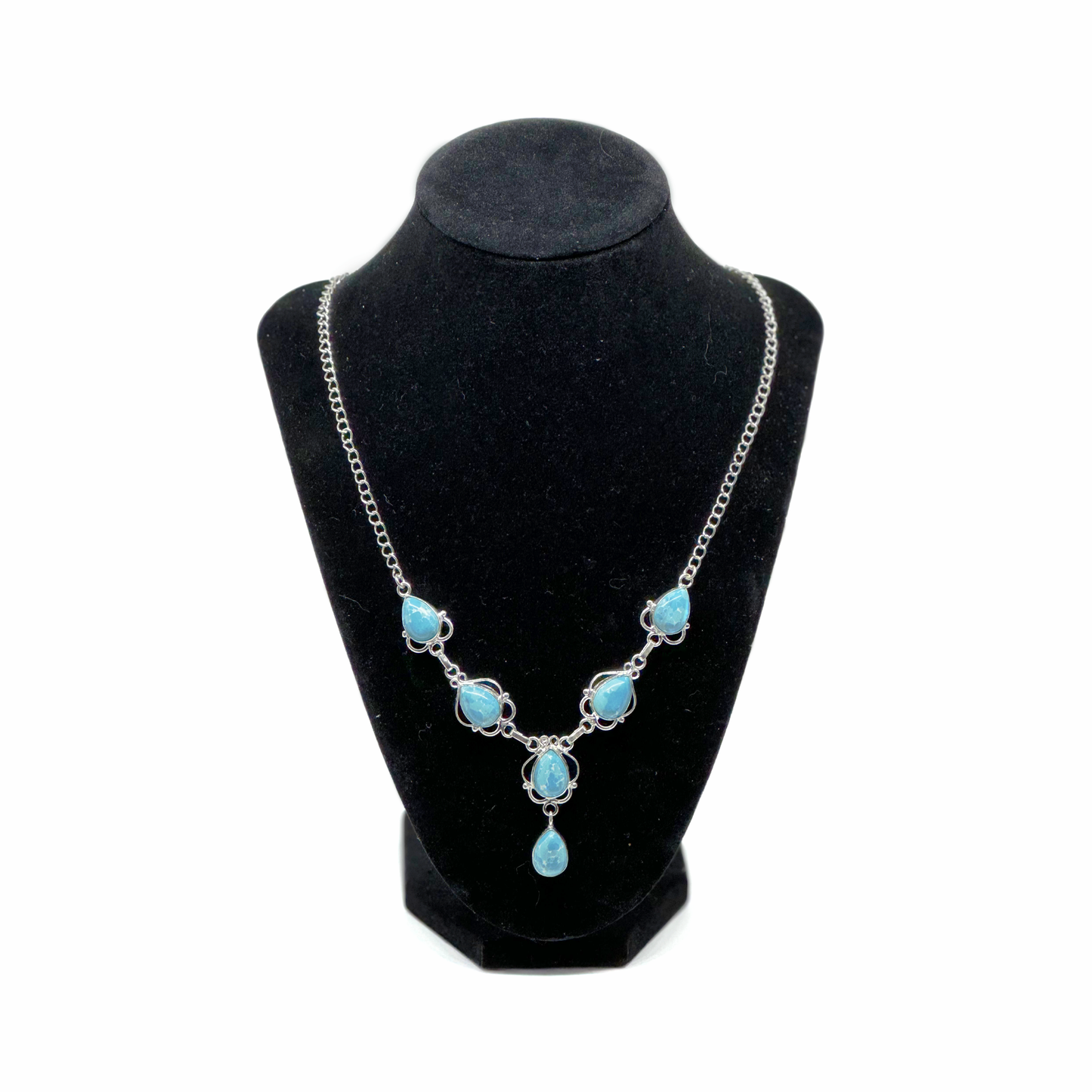 LARIMAR STONES NECKLACE STERLING SILVER