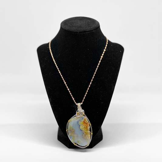 BRASS PENDANT AGATE