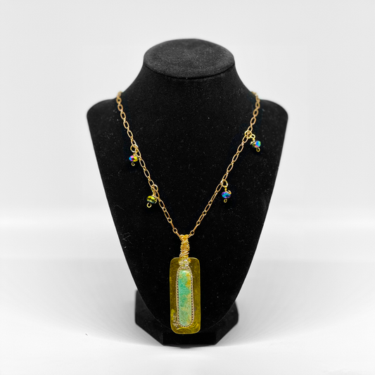 BRASS AND SILVER TURQUOISE  NECKLACE