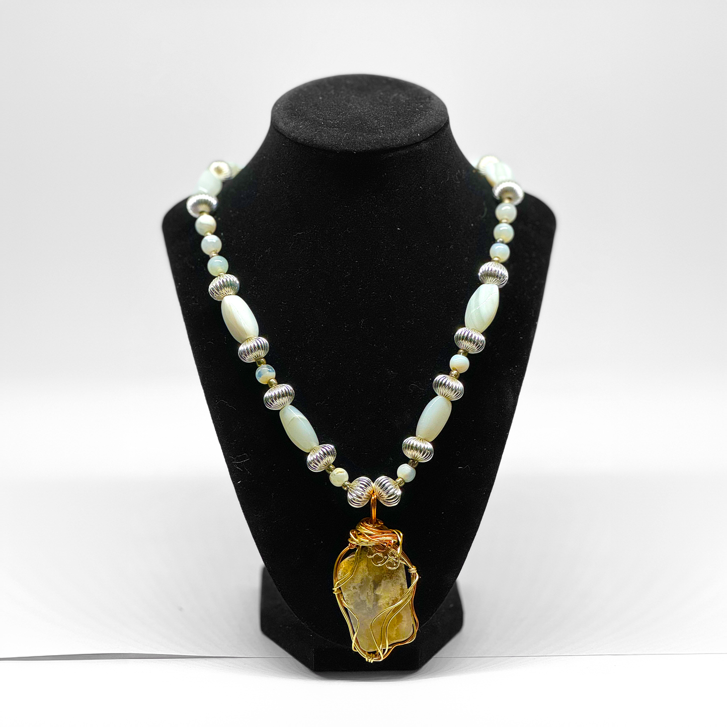 WHITE STONE AND BEADS