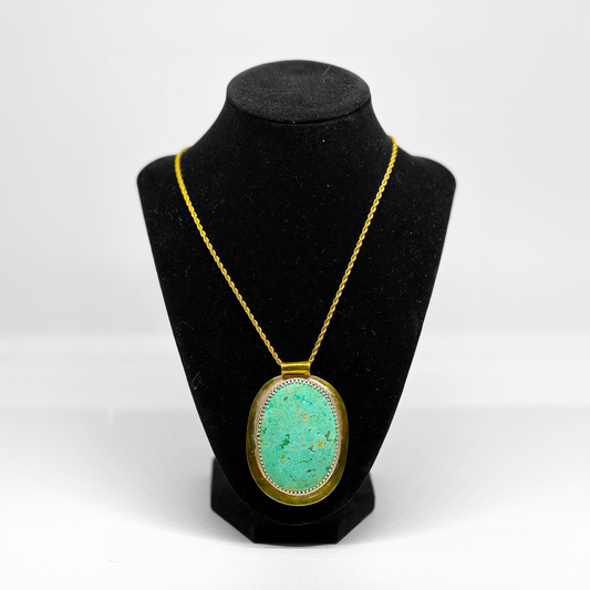 BRASS AND TURQUOISE LARGE NECKLACE