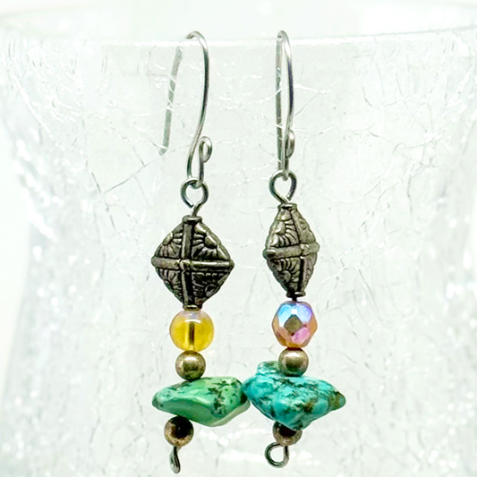 KINGMAN TURQUOISE FROM AZ. EARRINGS