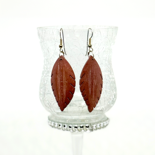 WOODEN LEAVES EARRINGS