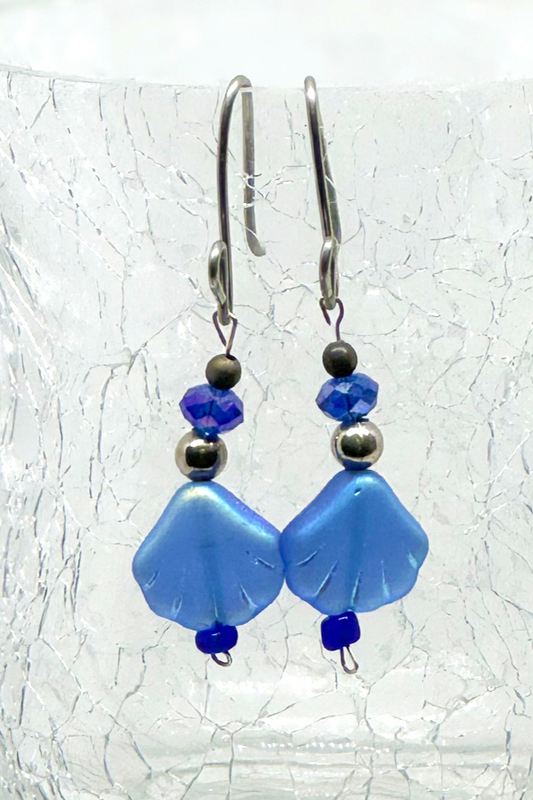 BEAUTIFUL BEADED BLUE EARRING