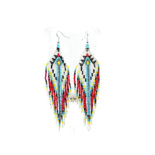 Colorful Beaded Shield Earrings