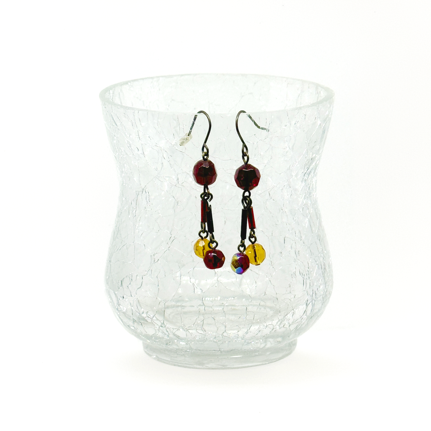 Dark Brown Beaded Earrings