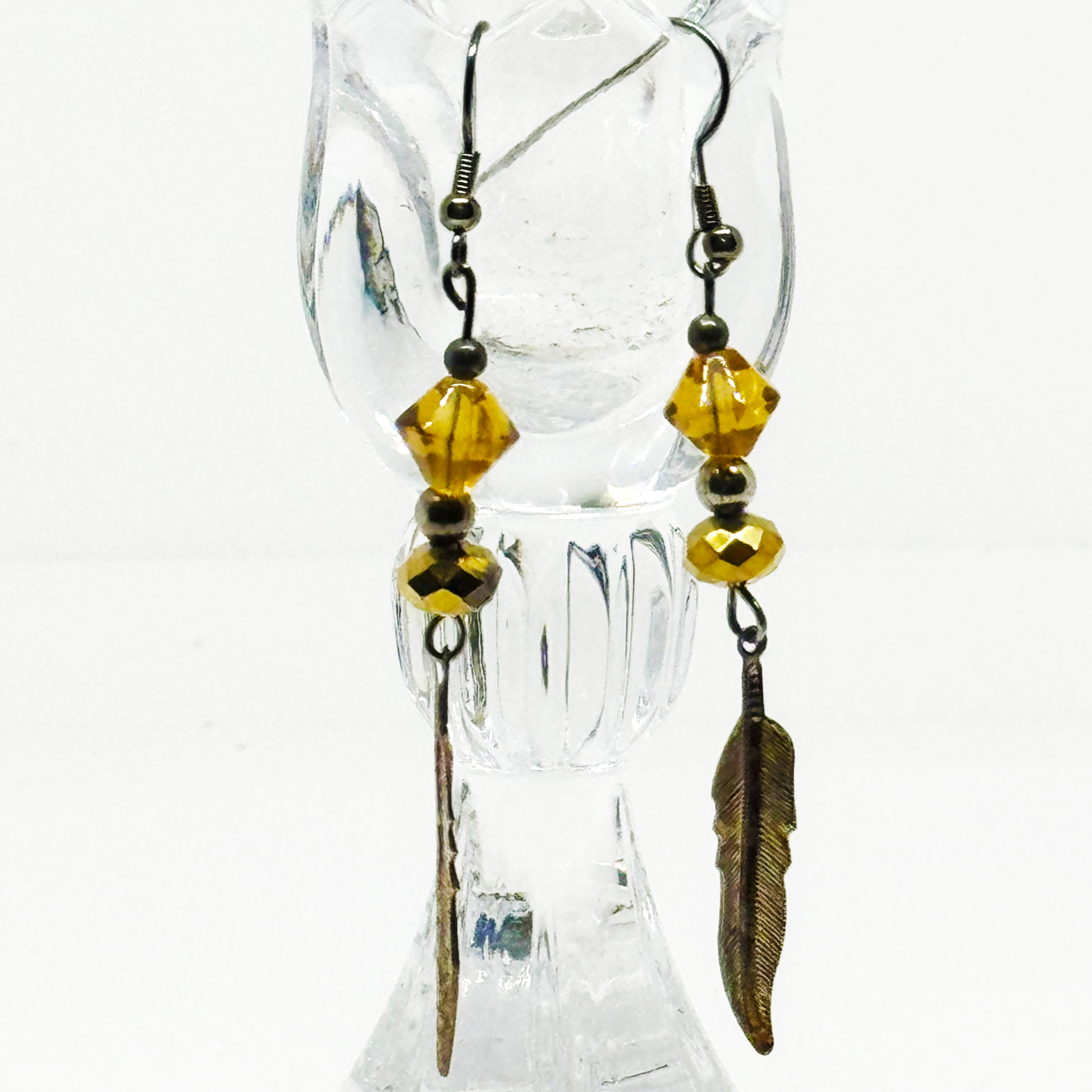 YELLOW FEATHER EARRINGS